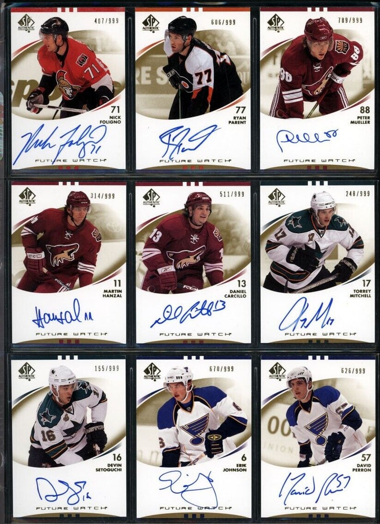 2007-08 SP Authentic Hockey Complete Set 1-250 Kane Toews Price Future Watch ++