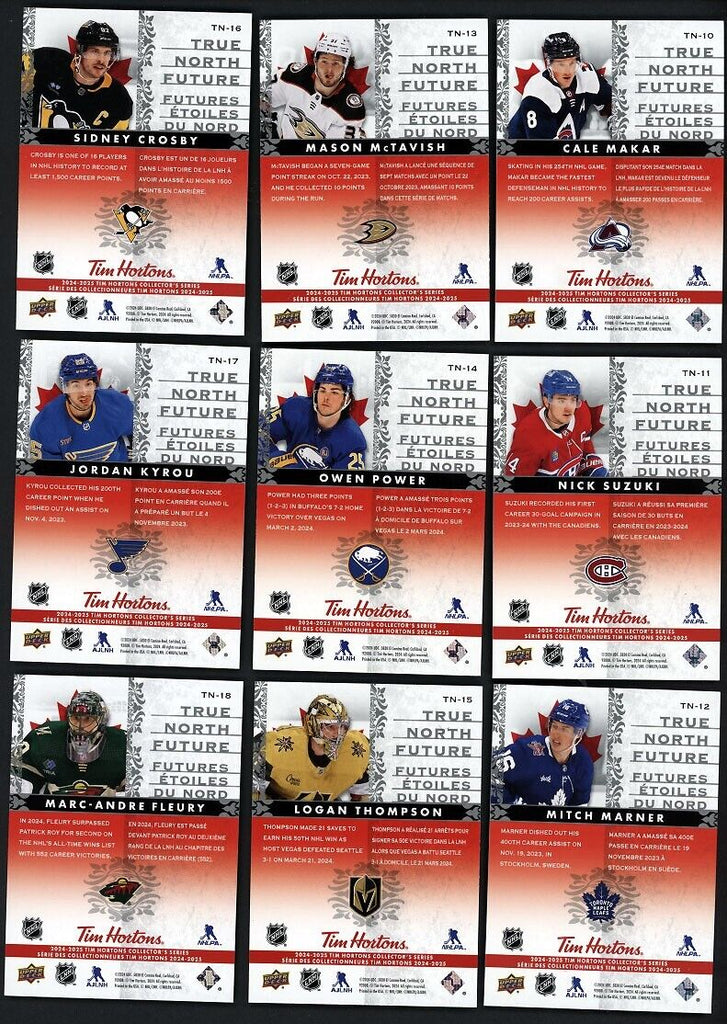 2023-2024 Tim Hortons True North Future Complete Set 1-18 (BEDARD)