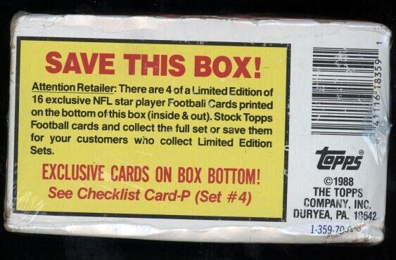 1988 Topps Football Wax Box - 36 sealed packs - "Bo Jackson" Rookie