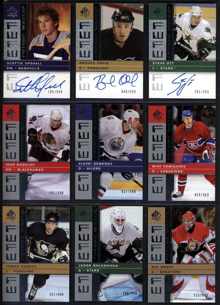 2002-03 SP Authentic Hockey Complete Set - 21 Hard Signed Future Watch Auto's