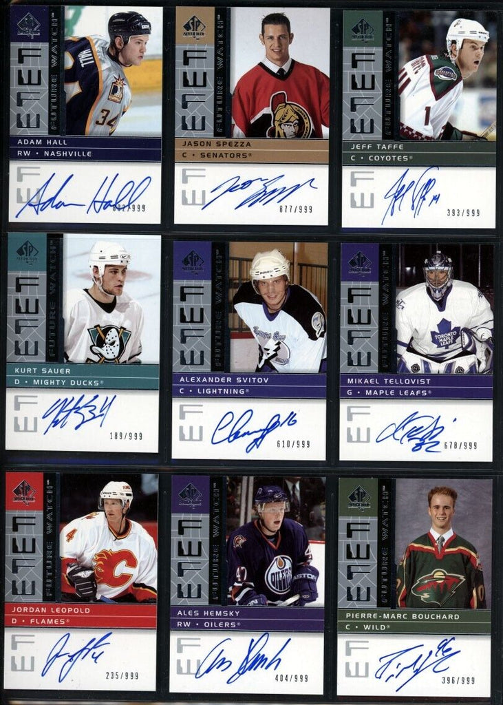 2002-03 SP Authentic Hockey Complete Set - 21 Hard Signed Future Watch Auto's