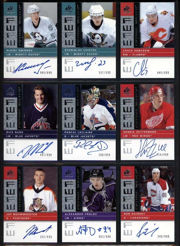 2002-03 SP Authentic Hockey Complete Set - 21 Hard Signed Future Watch Auto's