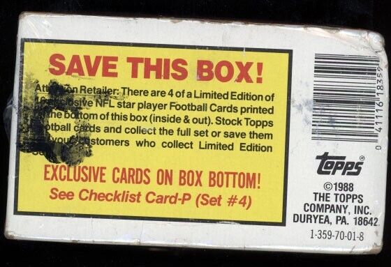 1988 Topps Football Wax Box - 36 sealed packs - "Bo Jackson" Rookie