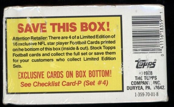 1988 Topps Football Wax Box - 36 sealed packs - "Bo Jackson" Rookie